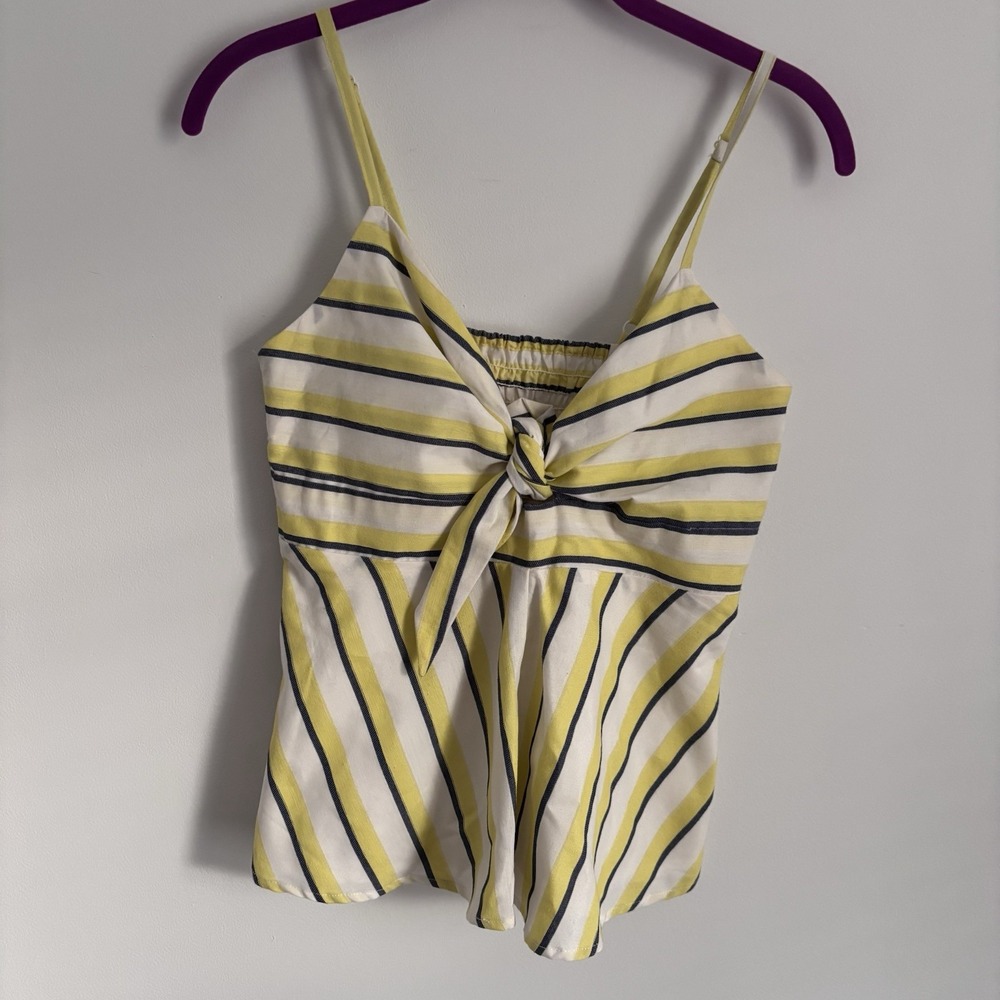 cupcakes and cashmereβ Women's Kerria Babydoll Top Size XS Yellow Stripe Coastal